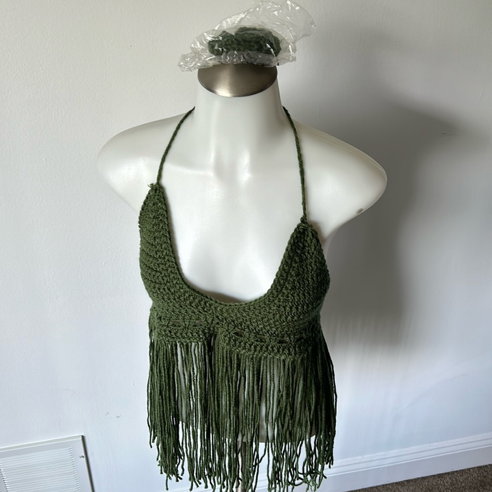 Crochet Fringe Crop/Halter Top
